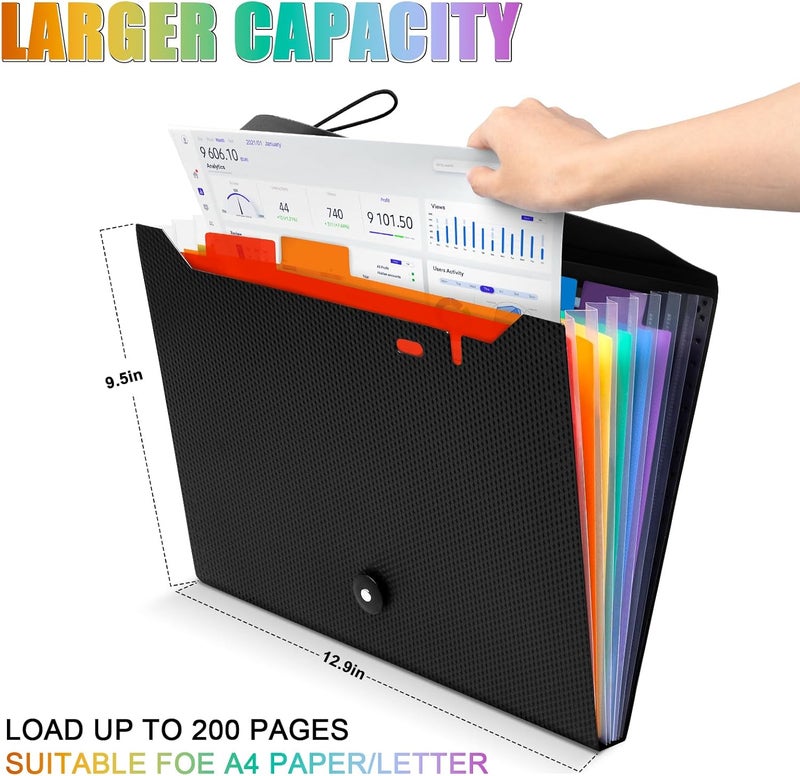 Nicecho Expanding File Folder, 7 Pockets Accordion File Organizer, A4 Letter Size Paper Document Receipt Organizer Accordian Filing Folder for Classroom, Home, Office and Travel - Image 4